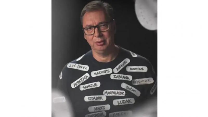 Vučić Appears in Campaign Video Covered in Insult Labels — Standing Firm Against the Smears
